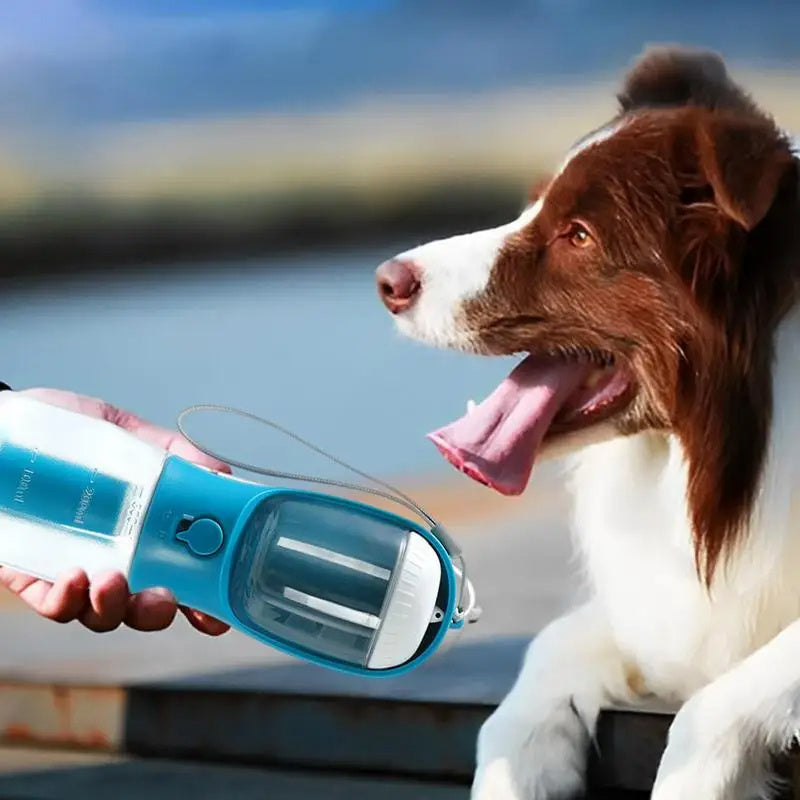 3-in-1 Hundetrinkflasche – Wasserflasche, Futterspender & Kotbeutelhalter in einem