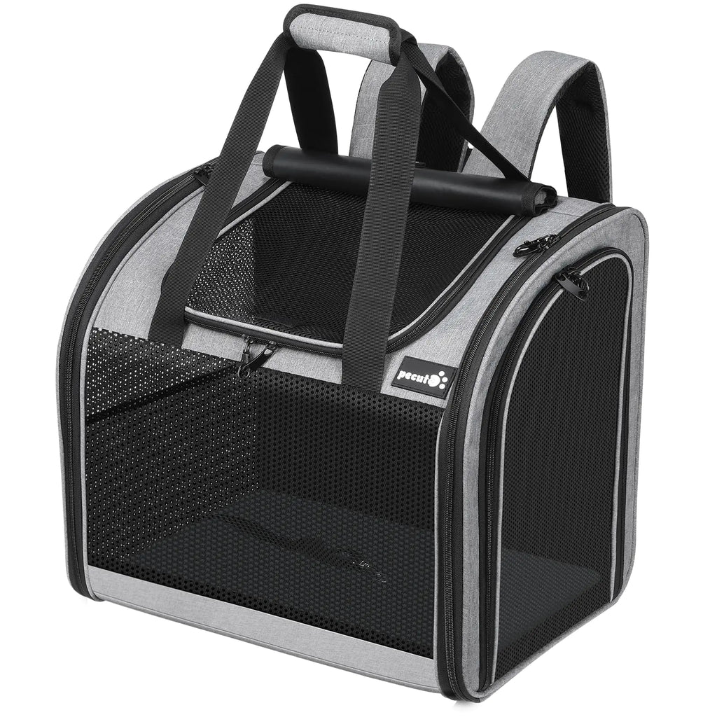 pecute Rucksack Hunde & 2 Kleine Katzen Katzentrage Haustier Handtasche und Rucksack Haustiertrage mit belüftetem Design Faltbarer Haustiertrage-Rucksack für Hunde und Katzen