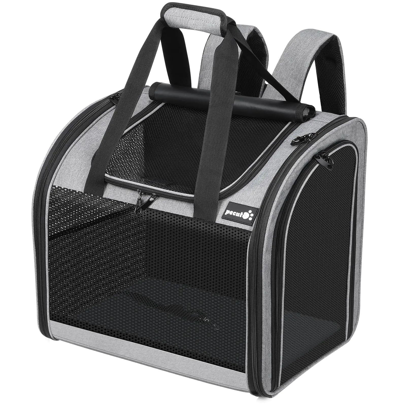 pecute Rucksack Hunde & 2 Kleine Katzen Katzentrage Haustier Handtasche und Rucksack Haustiertrage mit belüftetem Design Faltbarer Haustiertrage-Rucksack für Hunde und Katzen